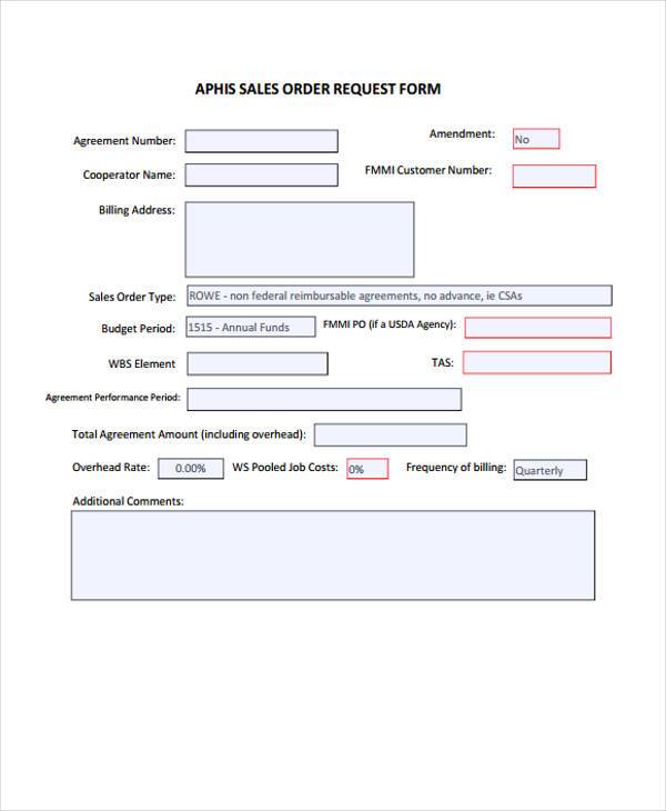 sales order request form