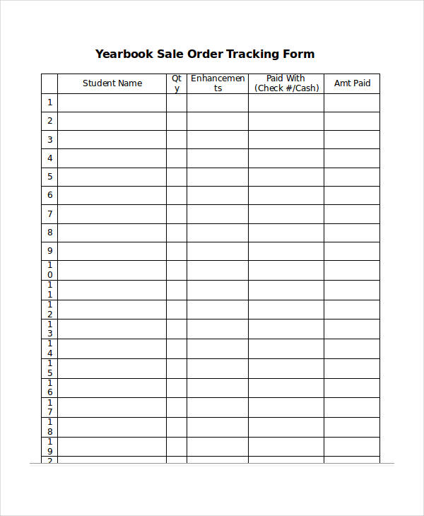 sales order tracking form