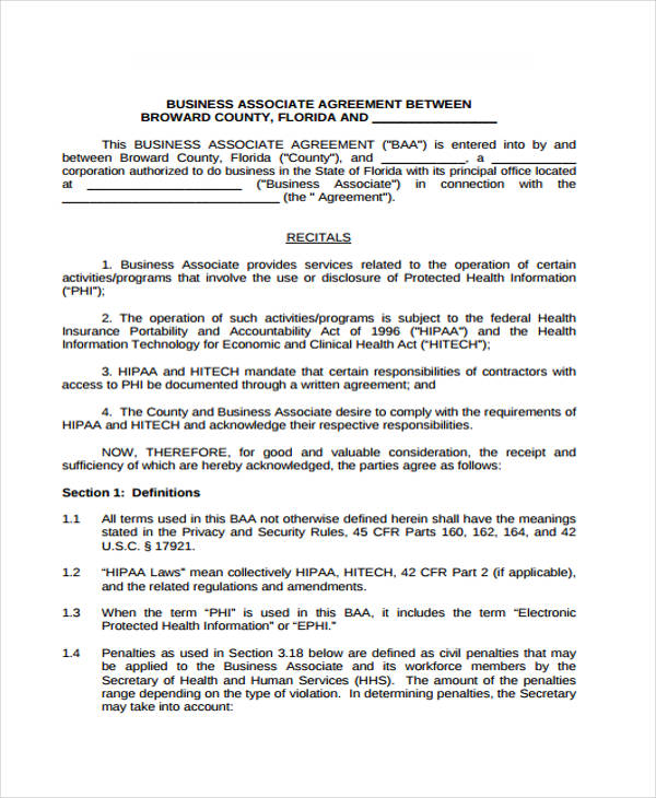 sample associate agreement form