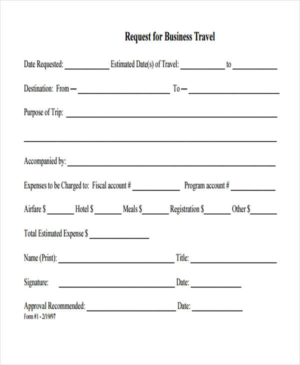 Travel Request Form Template