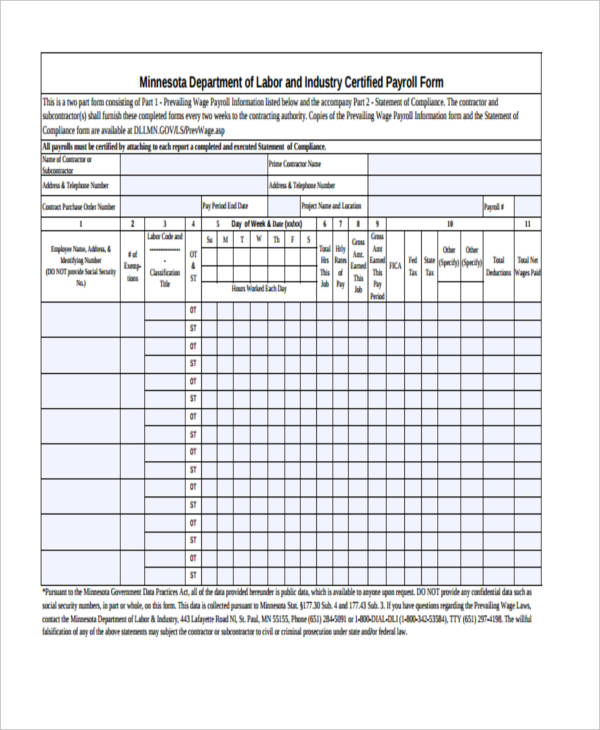 sample certified payroll form