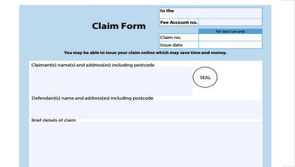 sample claim forms