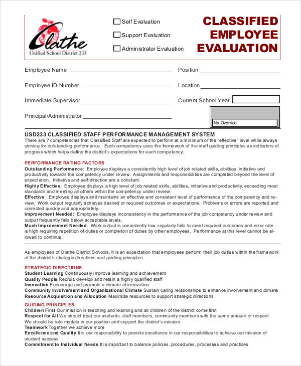 sample classified employee evaluation form1