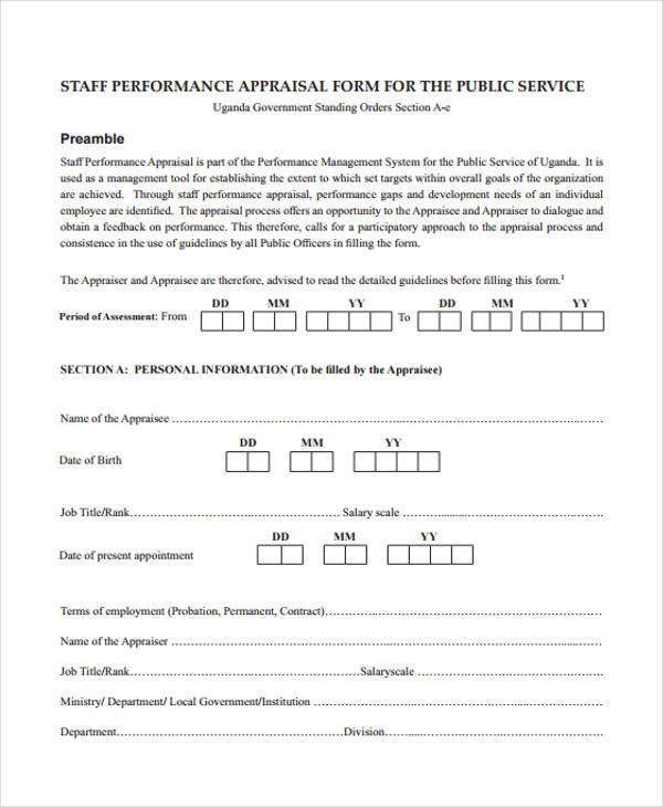 FREE 23+ Staff Appraisal Forms in PDF MS Word Excel