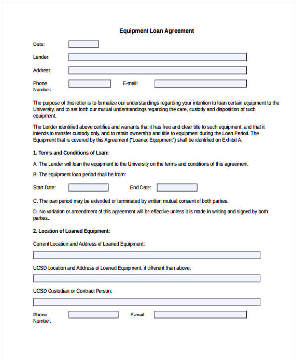 sample equipment loan agreement1