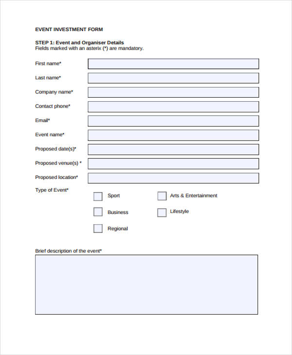 sample event investment form1