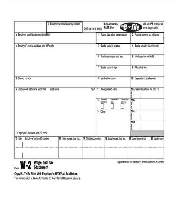sample federal tax form