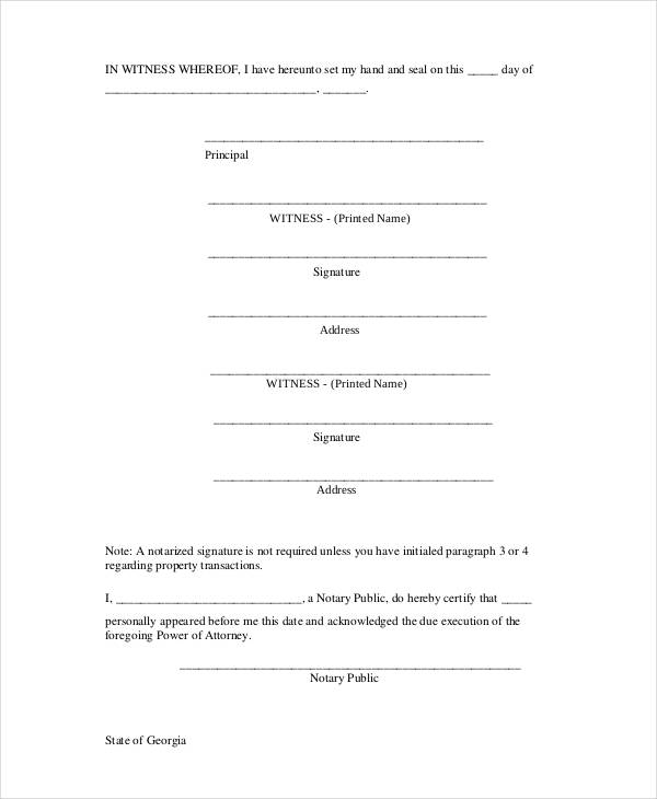 sample financial power of attorney form