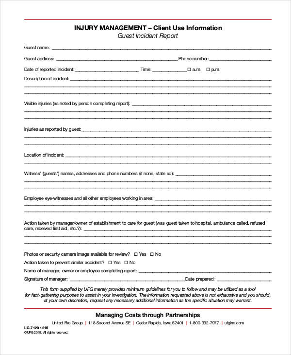 sample guest incident report form