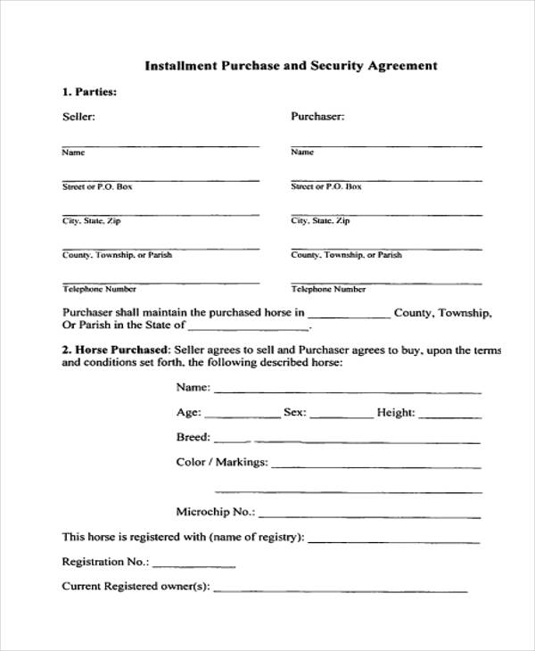 sample installment purchase agreement form