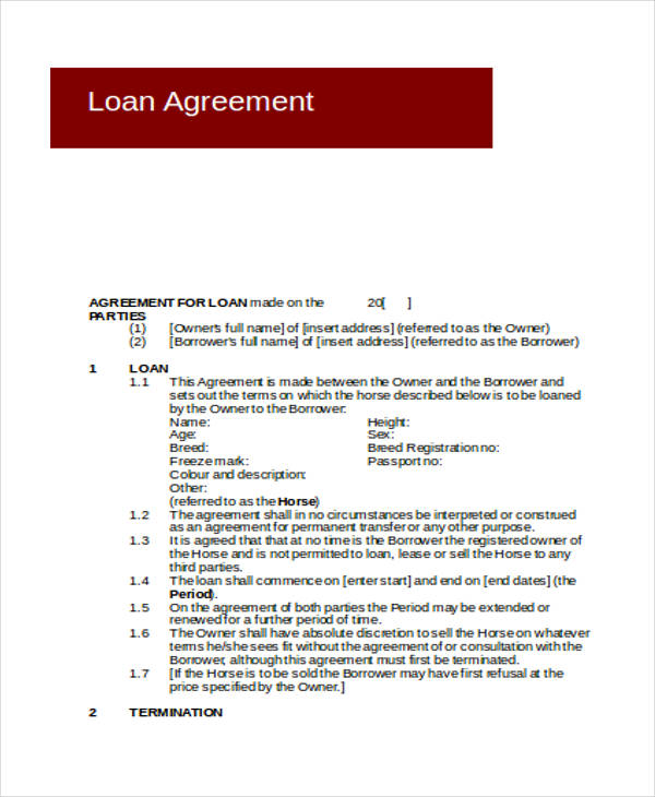 FREE 34+ Loan Agreement Forms in PDF | MS Word