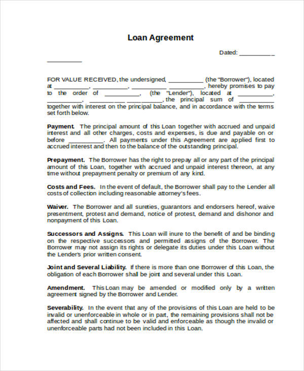 sample loan agreement doc1