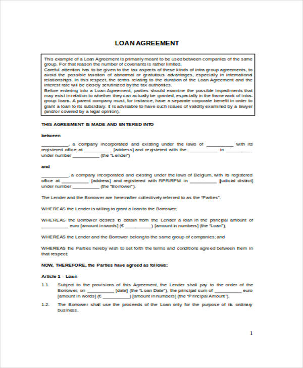 FREE 37+ Loan Agreement Forms in PDF | MS Word