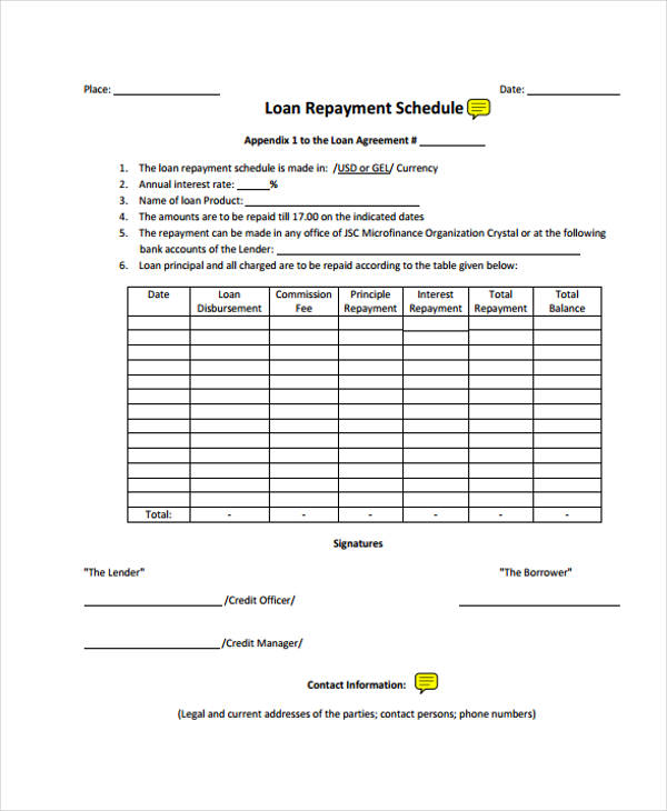 Free Printable Loan Repayment Form - Printable Forms Free Online