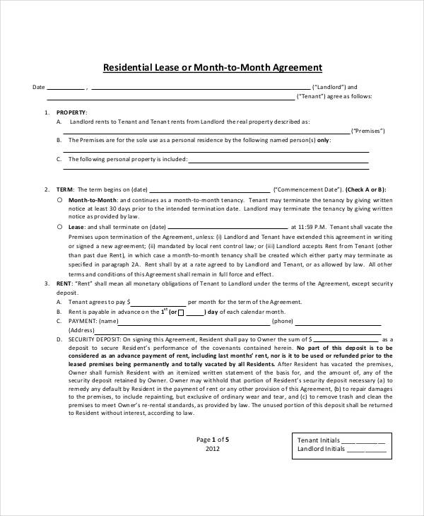 sample month to month lease agreement1