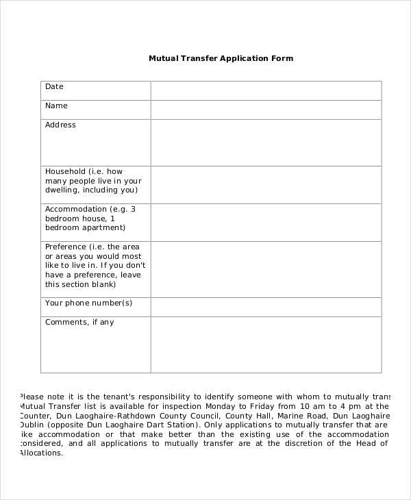 Free 14 Sample Transfer Application Forms In Pdf Ms Word Excel 3708