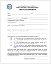 sample official complaint form