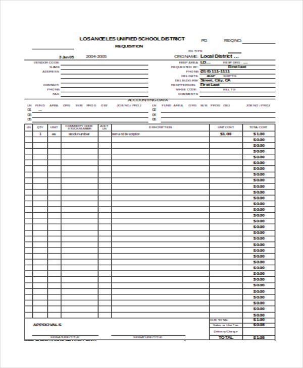 sample print requisition form