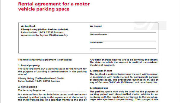 sample rental agreement form