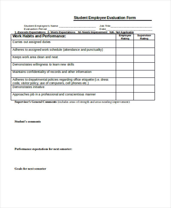 sample student employee evaluation form1