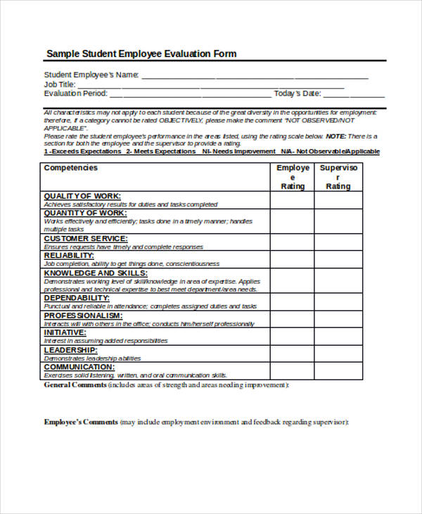 FREE 25+ Employee Evaluation Forms in PDF | MS Word | Excel