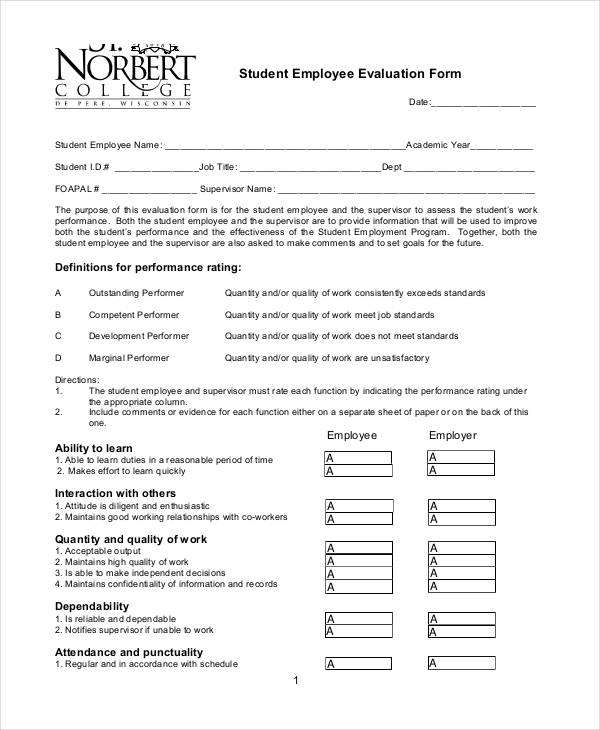 sample student employee evaluation form3