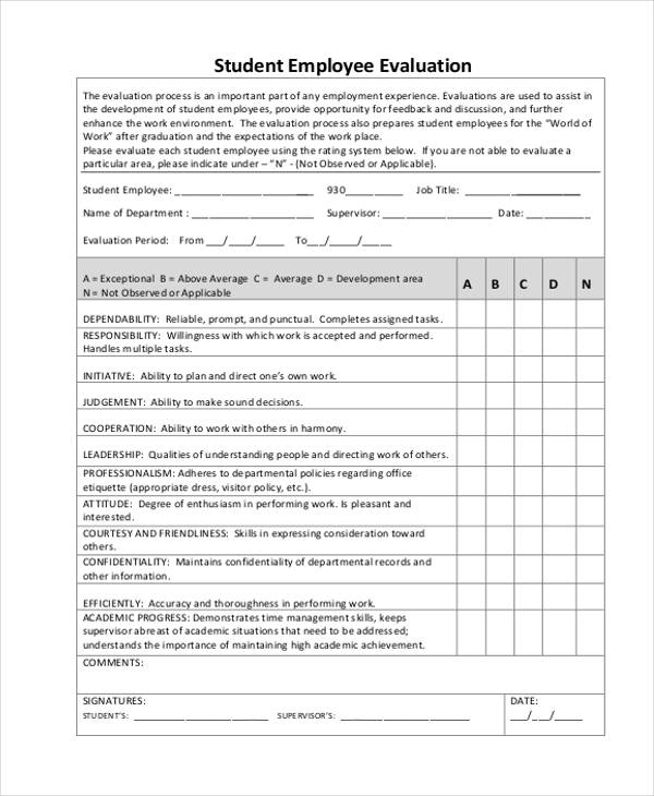 FREE 41 Employee Evaluation Form Samples PDF MS Word Google Docs Excel