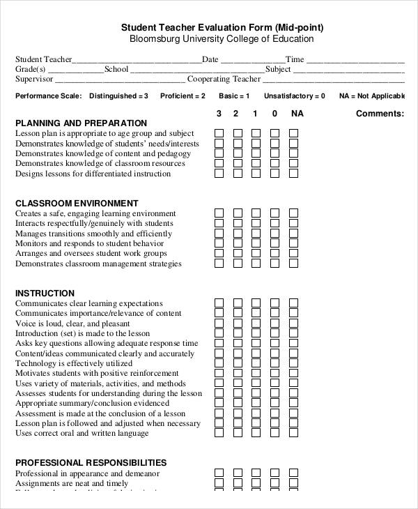 sample student teacher evaluation form1