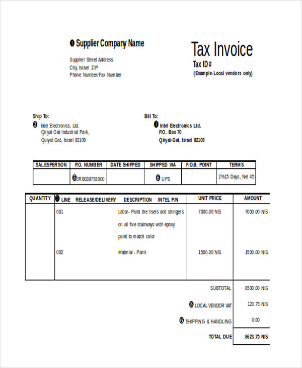 Vendor Invoice Template