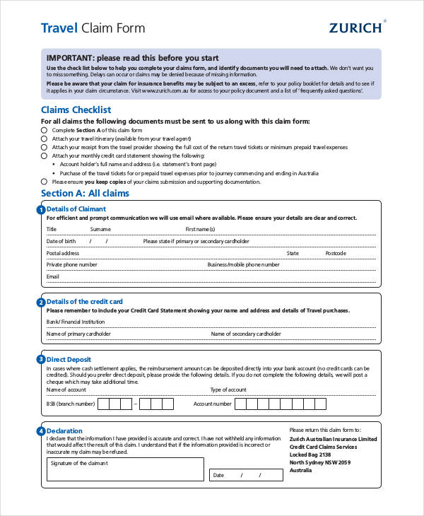 sample travel claim form1