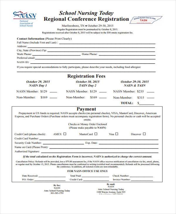 school nursing registration form
