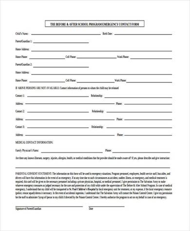 32+ Emergency Contact Form Example