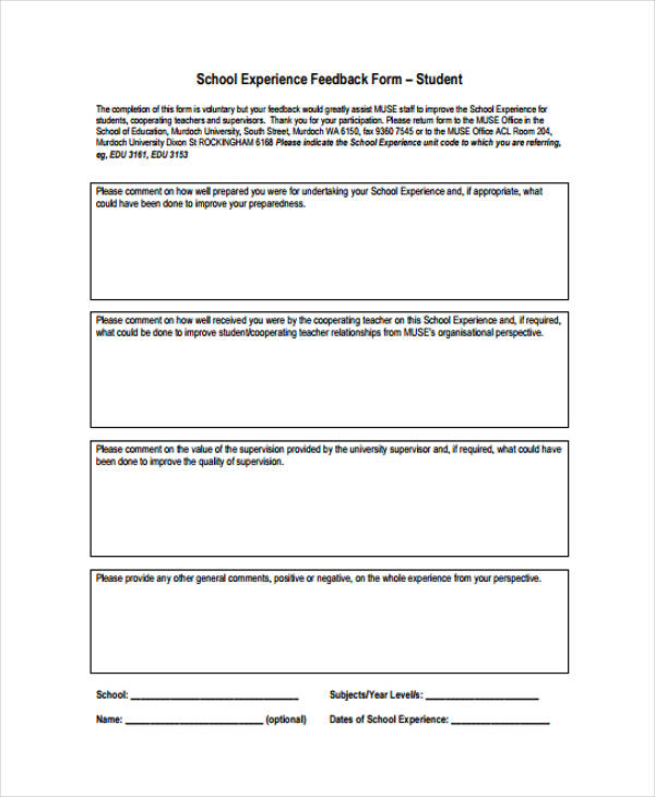 FREE 18+ Student Feedback Forms in PDF
