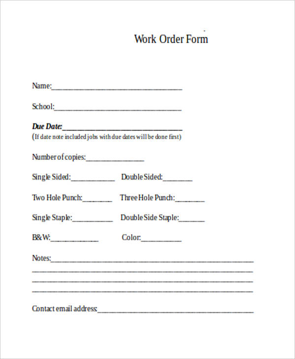 school work order request form
