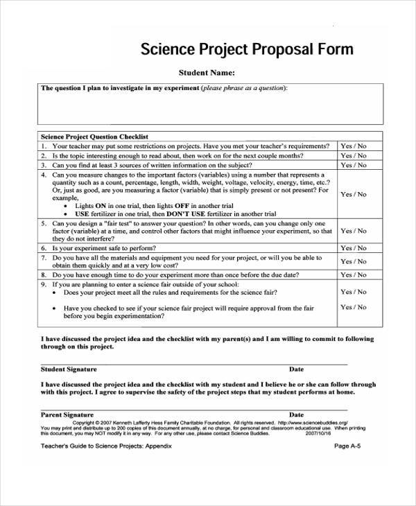 science experiment project proposal assignment