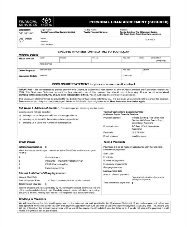 Secured Loan Agreement Template DocTemplates