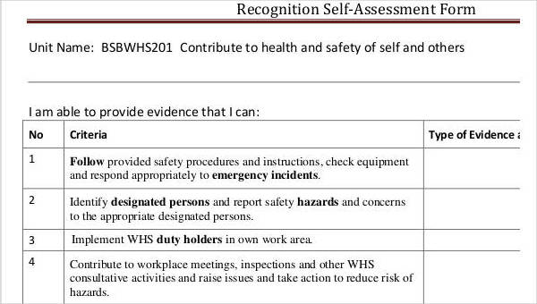 Free 55 Sample Self Assessment Forms In Pdf Ms Word Excel