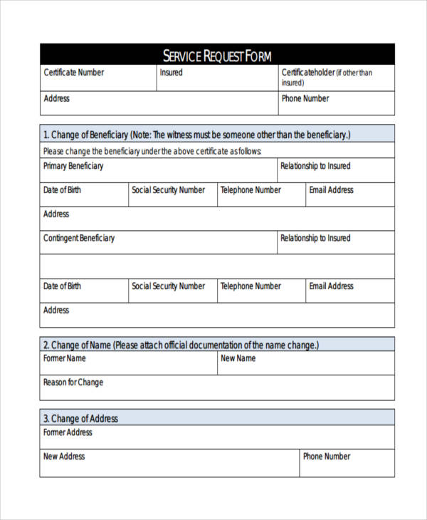 service request form sample