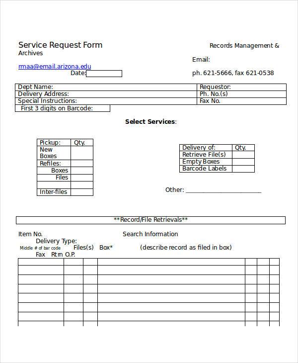 service request form template doc