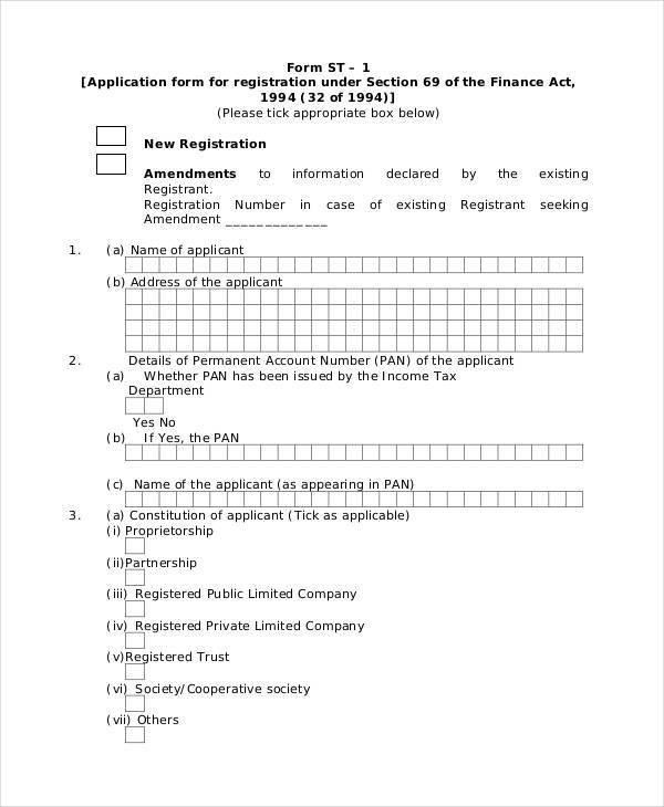 service tax registration form