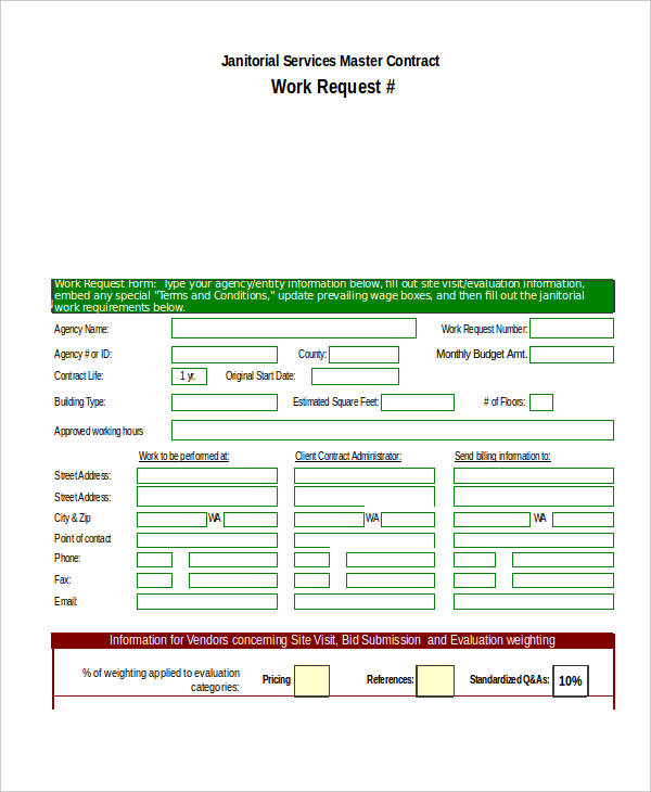 service work request form