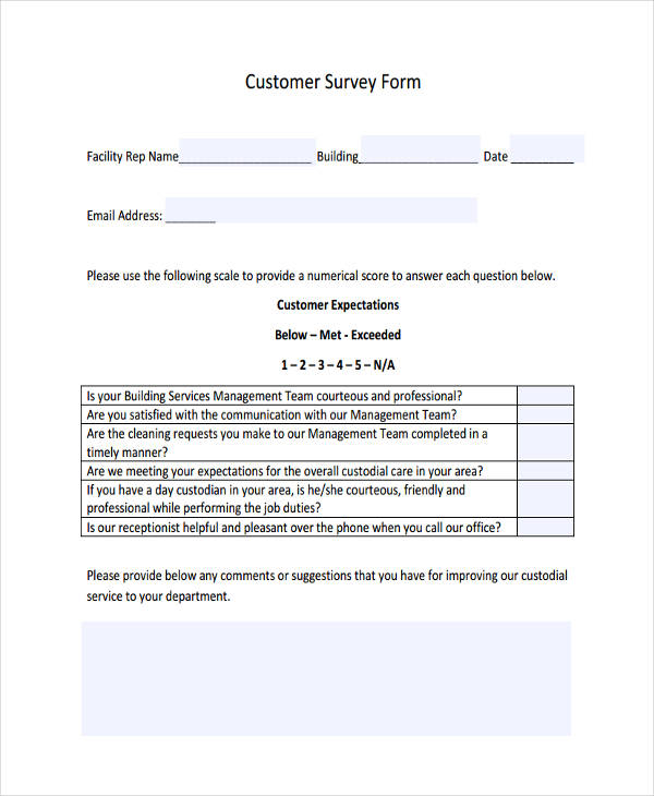simple customer survey form