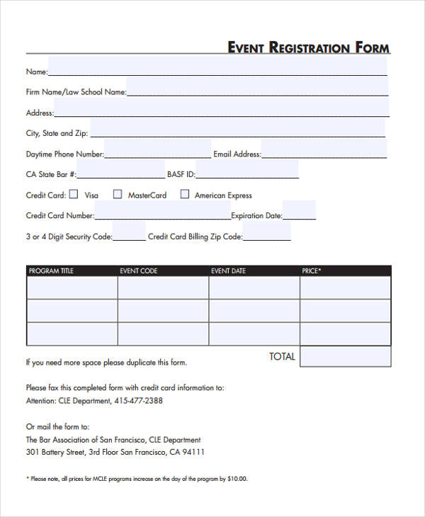 FREE 33+ Event Forms in PDF MS Word Excel