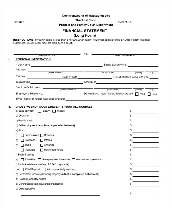 FREE 35 Printable Statement Forms In PDF Excel MS Word