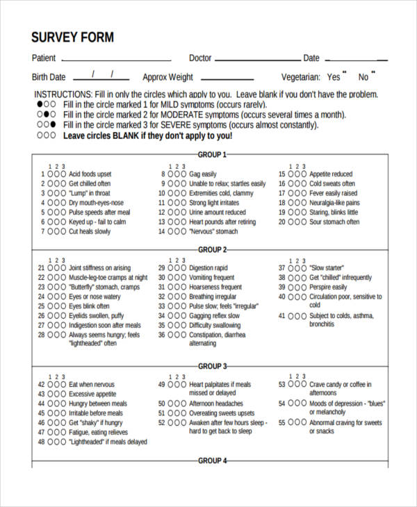 simple survey form in pdf