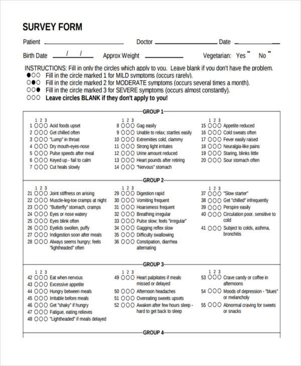 FREE 40+ Examples of Survey Forms in PDF Excel MS Word