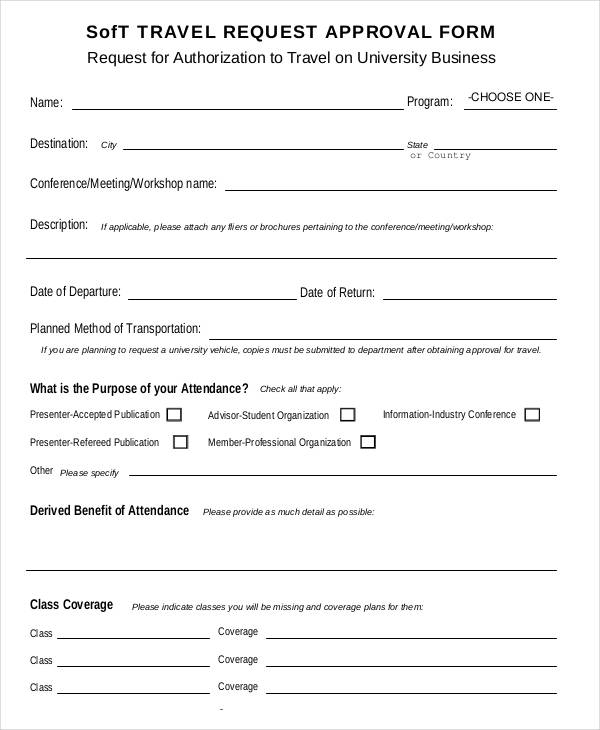 Travel Approval Request Template