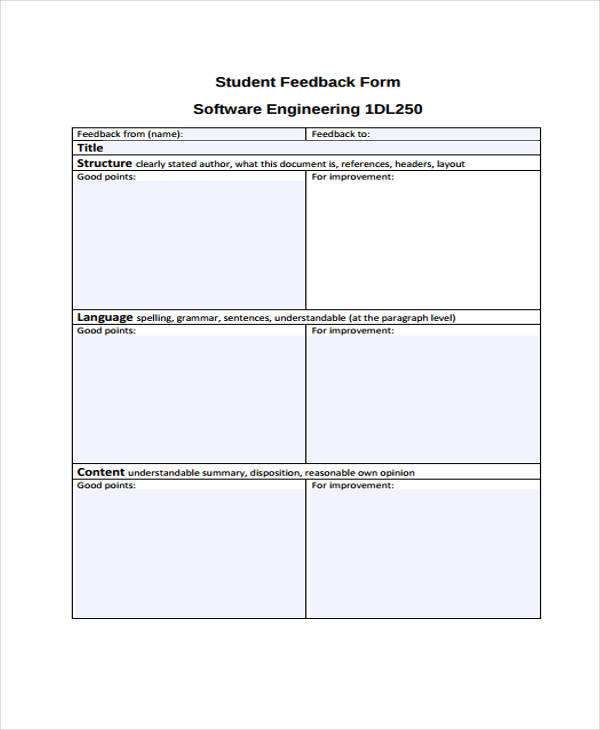 software engineering student feedback form