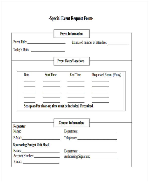  Event Request Form Template Word 