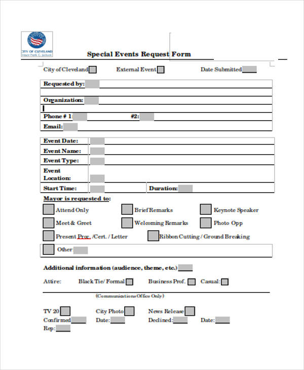 special events request form